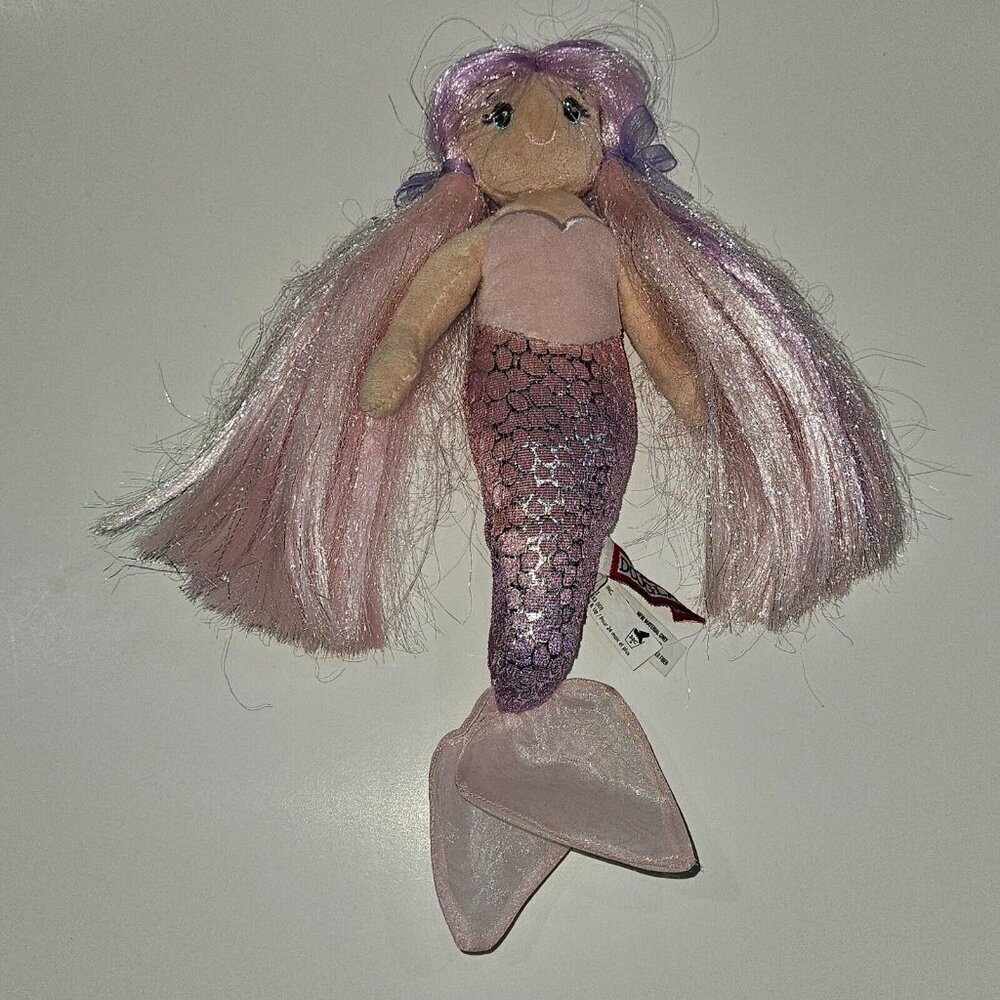 Douglas Cuddle Toys Pink Mermaid Plush 10" Stuffed Animal Toy Purple Bows 2021